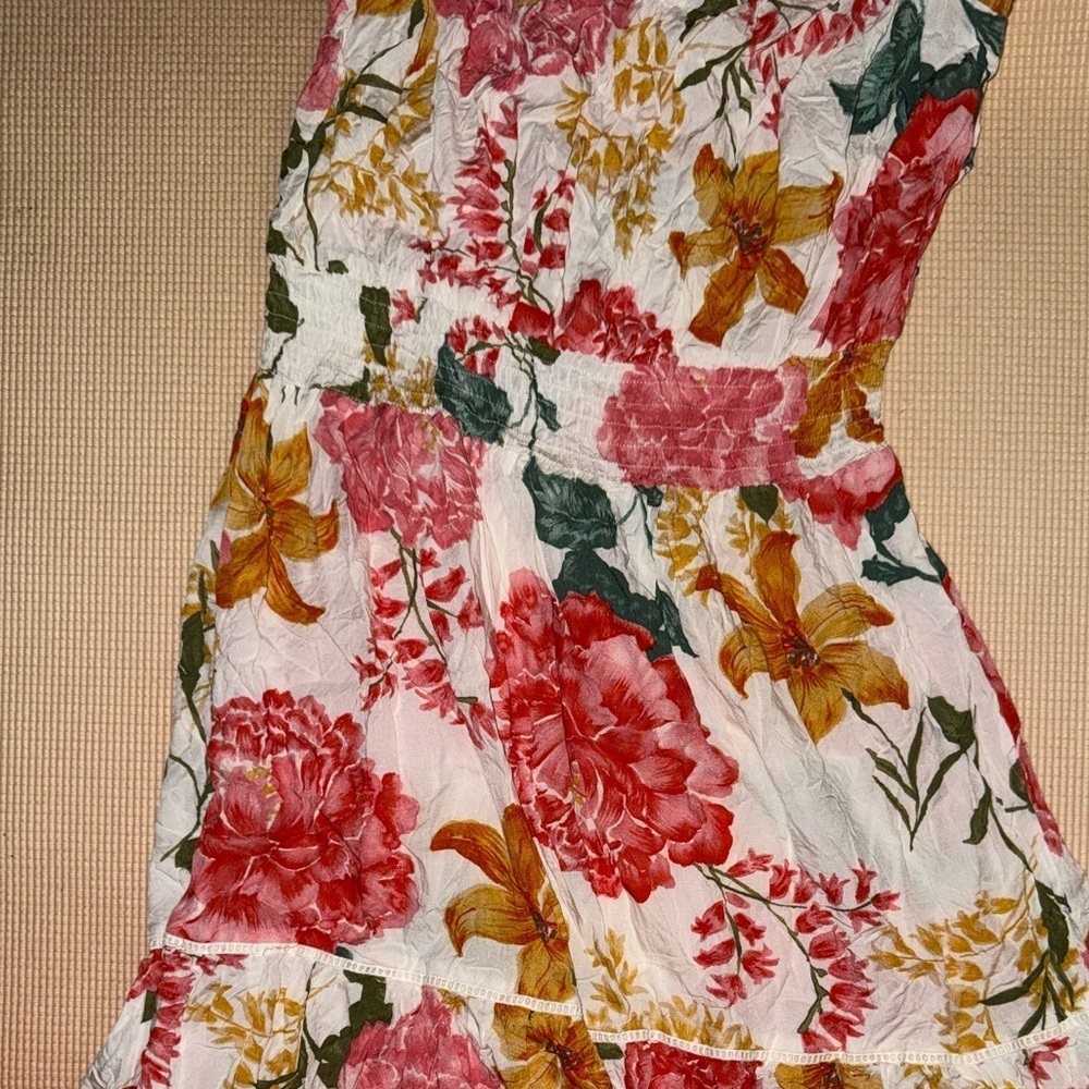 Abel the Label off shoulder smocked waist garden party maxi dress medium - Picture 3 of 4